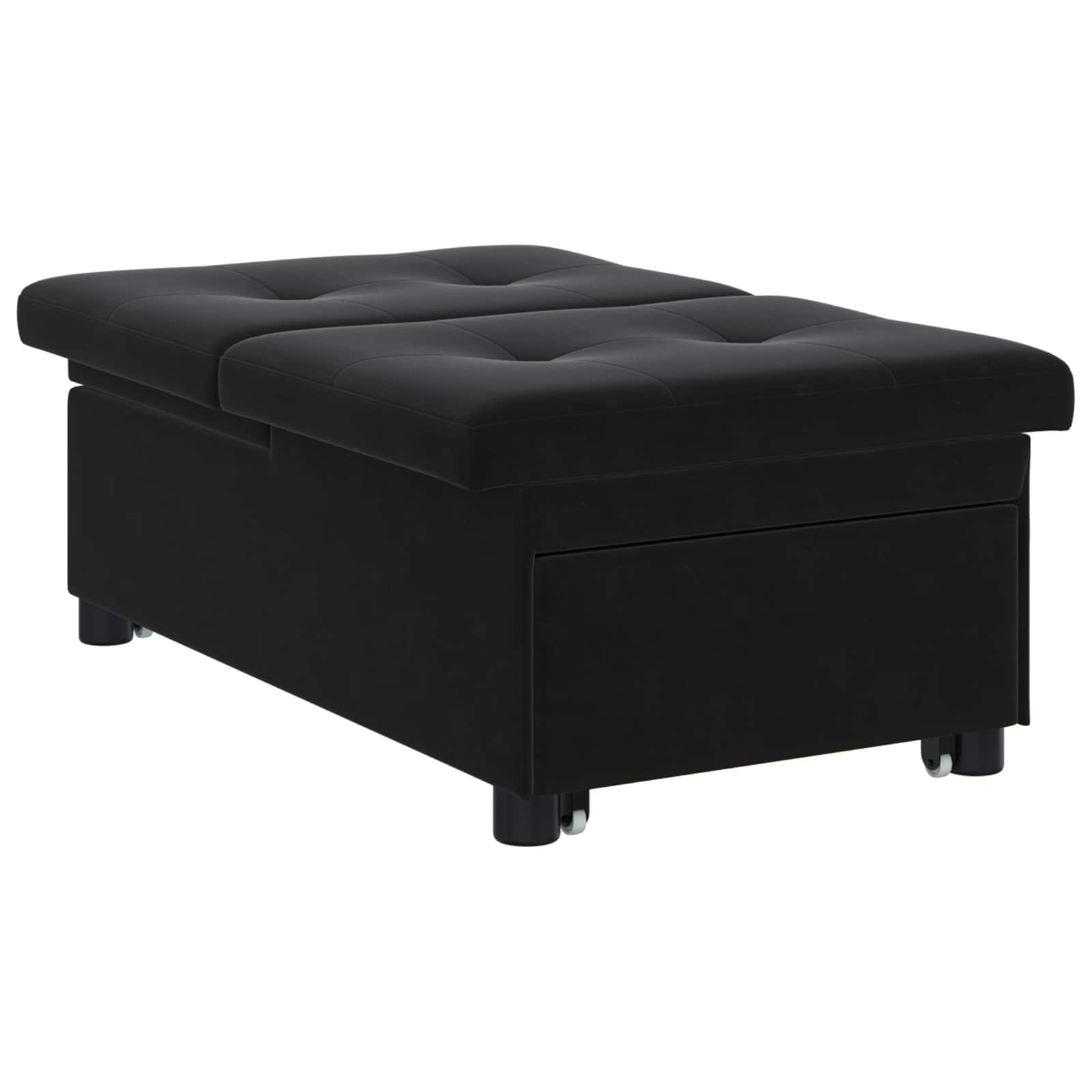 Sofa Bed Black 76.38 x 26.38 x 32.28 in Velvet
