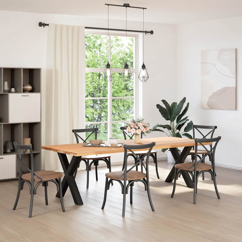 Dining Table Leg Set of 2 Black Powder-coated Steel Medium