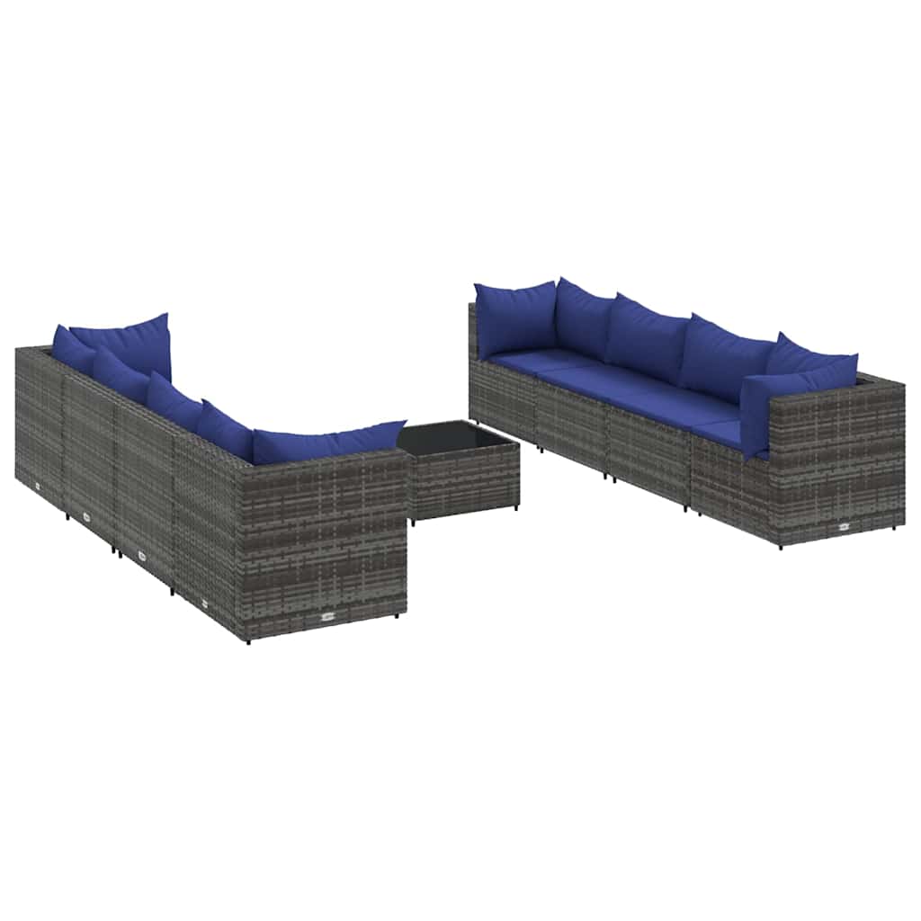 Patio Lounge Set Set of 8 Gray PE Rattan Large Adjustable Feet
