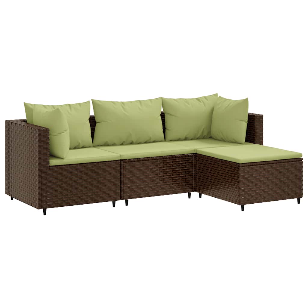 Patio Lounge Set Set of 4 Brown PE rattan Medium Modular