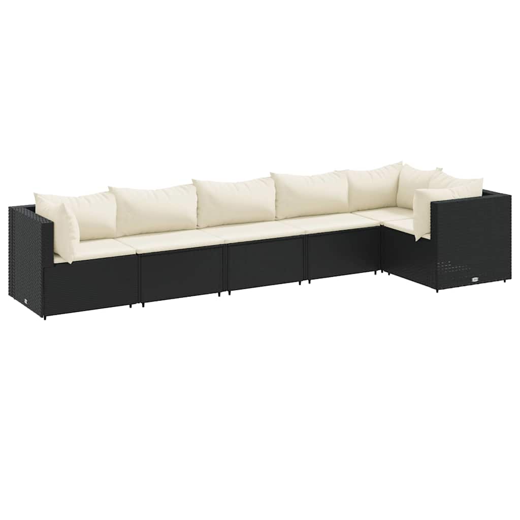 Patio Lounge Set Black & Cream