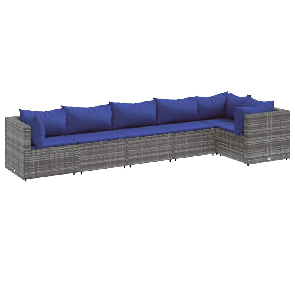 Patio Lounge Set Grey PE rattan Large Modular
