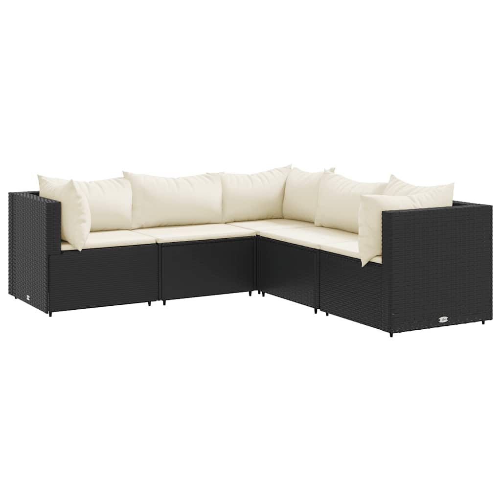Patio Lounge Set Black, Cream White