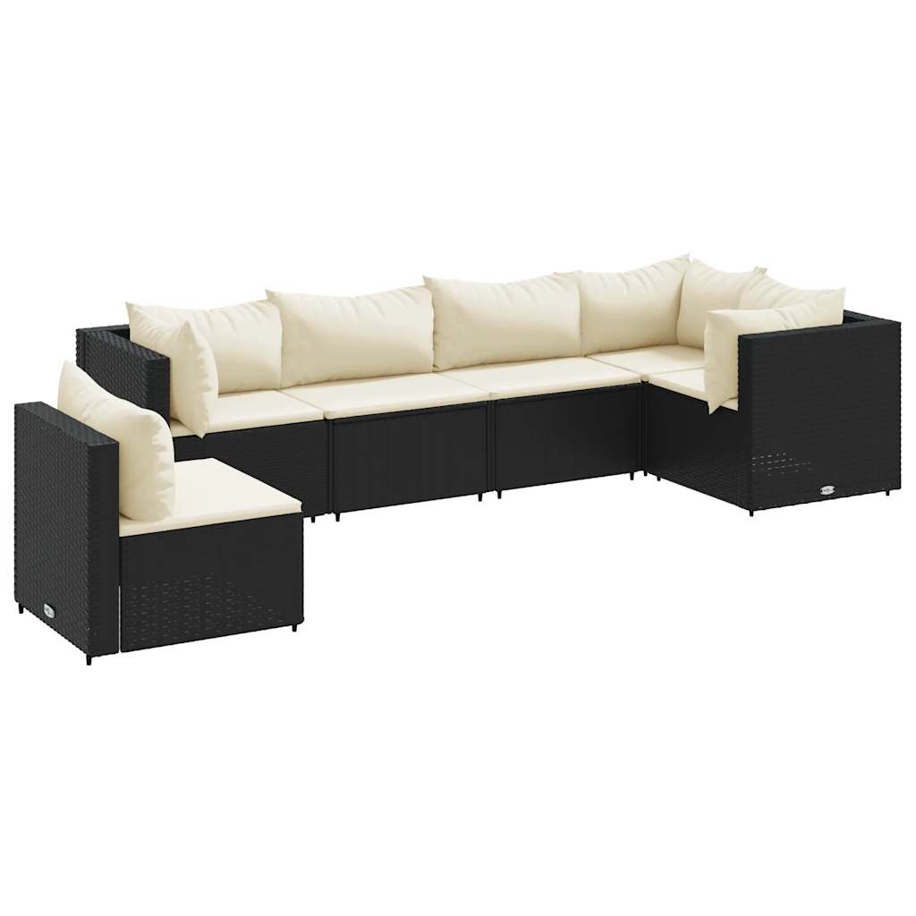 Patio Lounge Set Black Poly Rattan Large Adjustable Feet