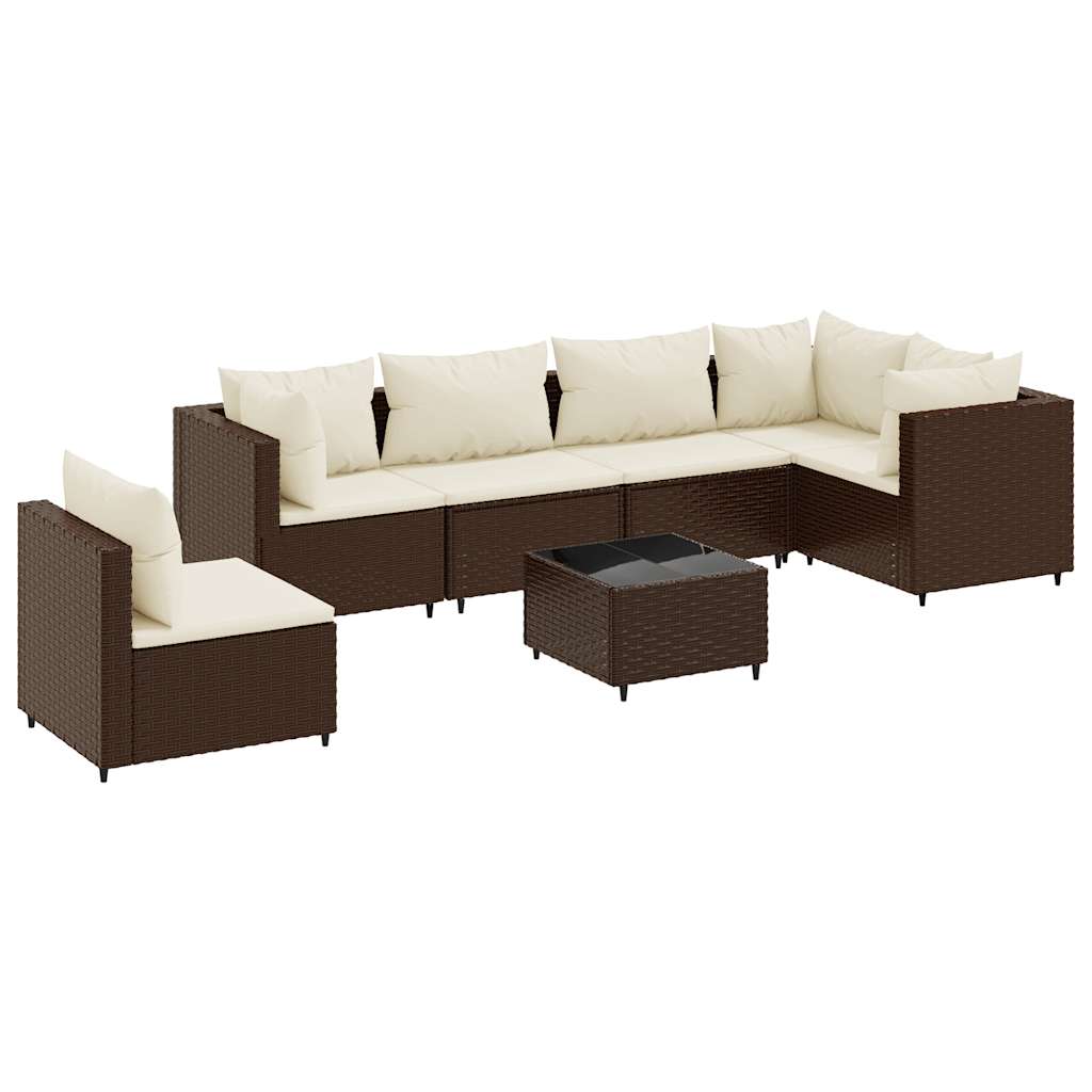 Patio Lounge Set Brown, Cream White