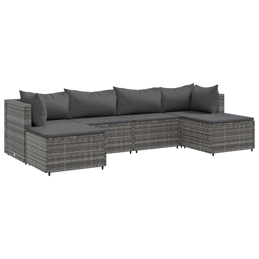 Patio Lounge Set Gray PE rattan, Powder-coated steel, Polyester
