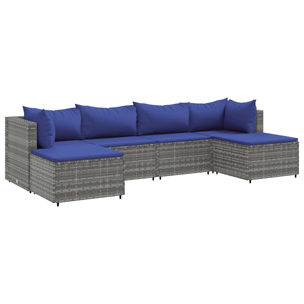 Patio Lounge Set Gray PE rattan, powder-coated steel Medium