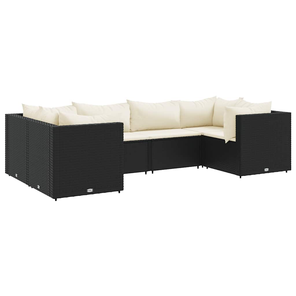 Patio Lounge Set Black, Cream White