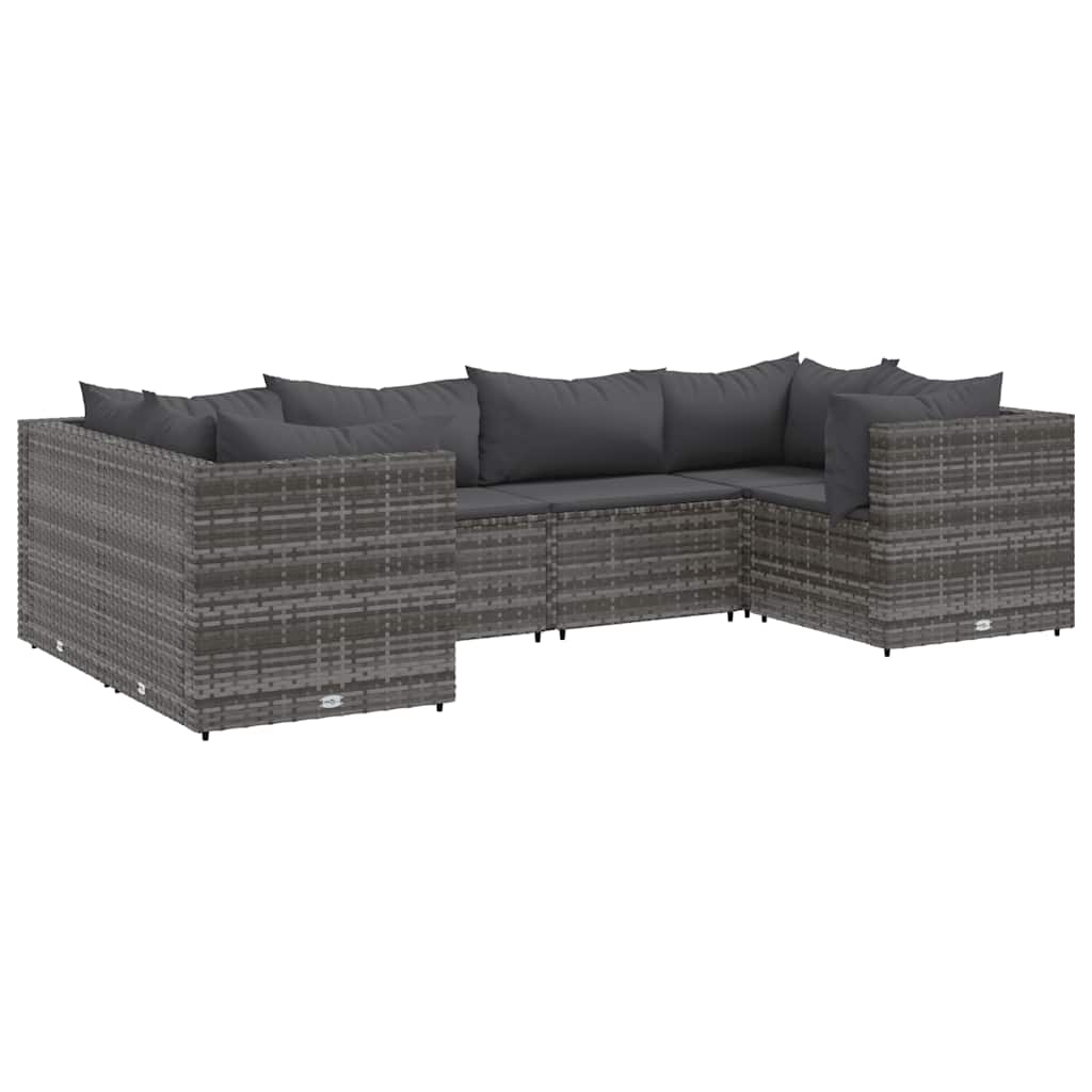 Patio Lounge Set Gray PE rattan, powder-coated steel Large