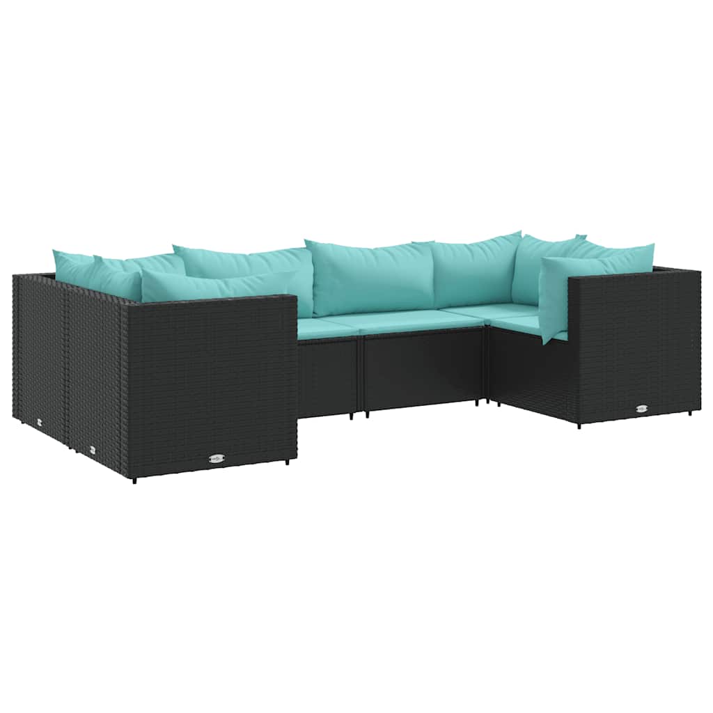 Patio Lounge Set Black, Water Blue