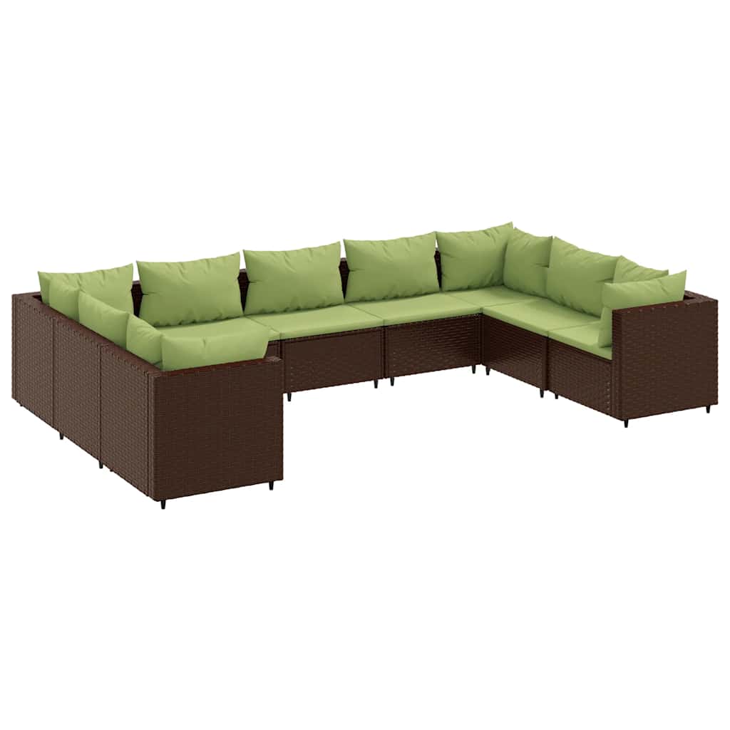 Patio Lounge Set Brown Poly Rattan 9 Piece Set Modular