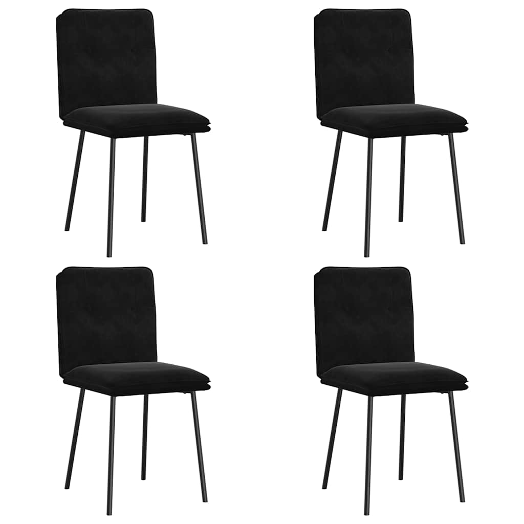 Dining Chair Set of 4 Black Velvet (100% polyester), plywood, metal
