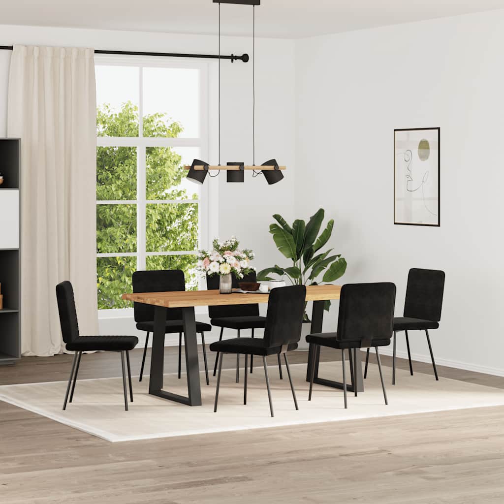 Dining Chair Set of 6 Black Velvet, Plywood, Metal Standard