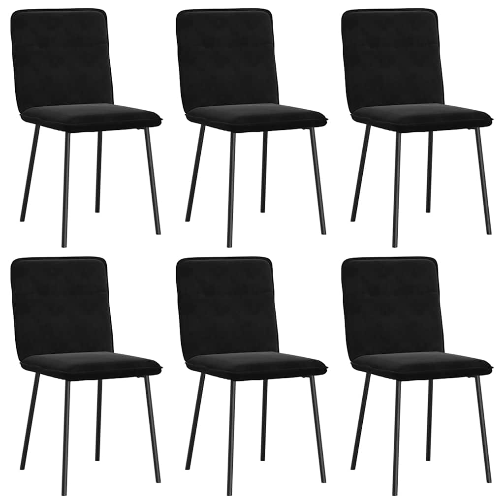 Dining Chair Set of 6 Black Velvet, plywood, metal Standard