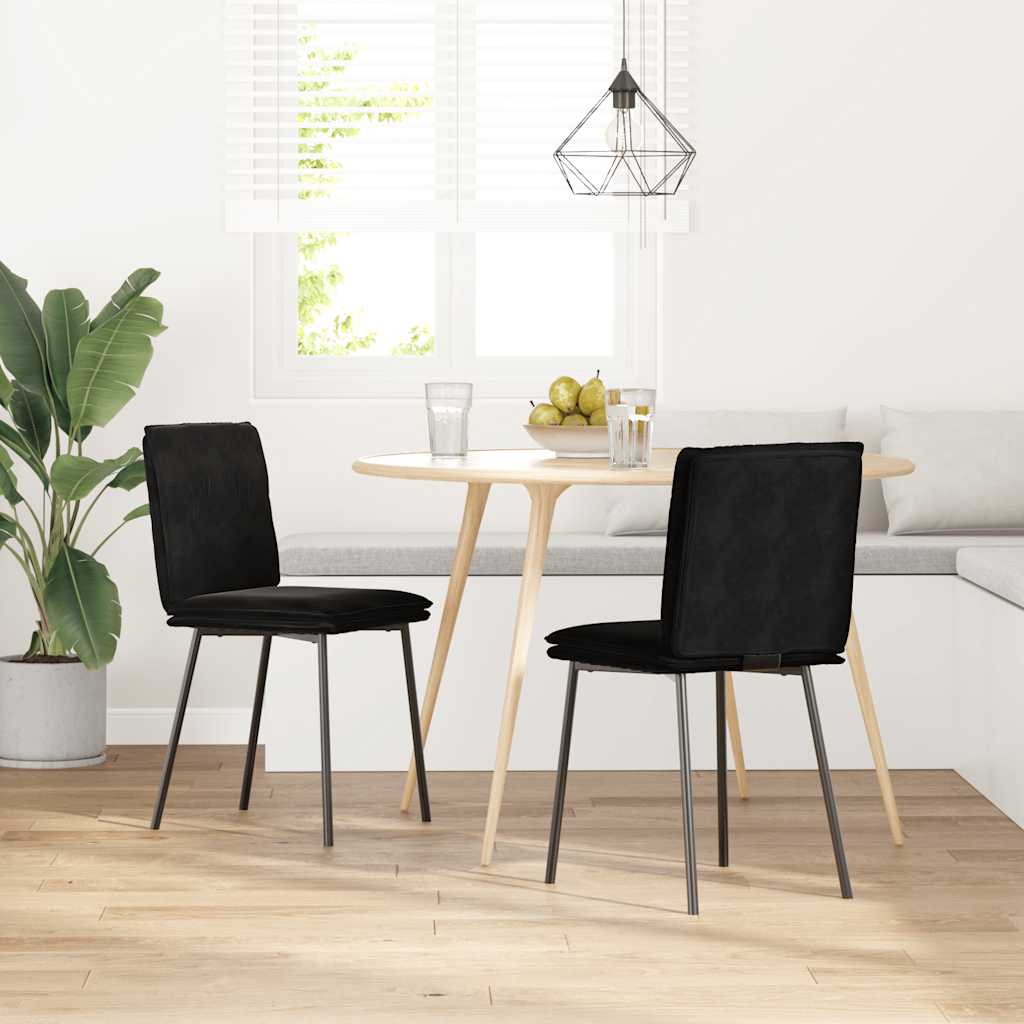 Dining Chair Set of 2 Black Velvet, plywood, metal Standard