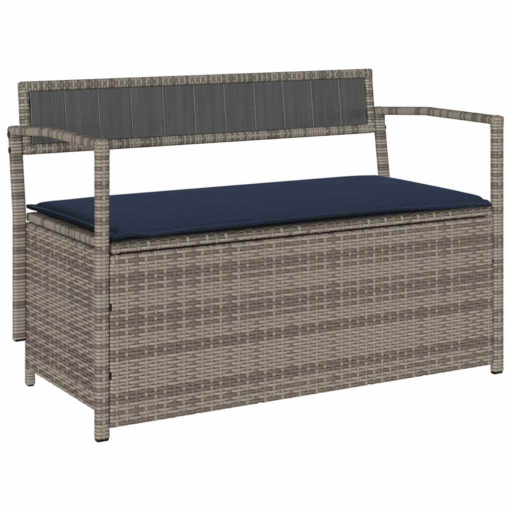 Garden Storage Bench Grey and Navy Blue