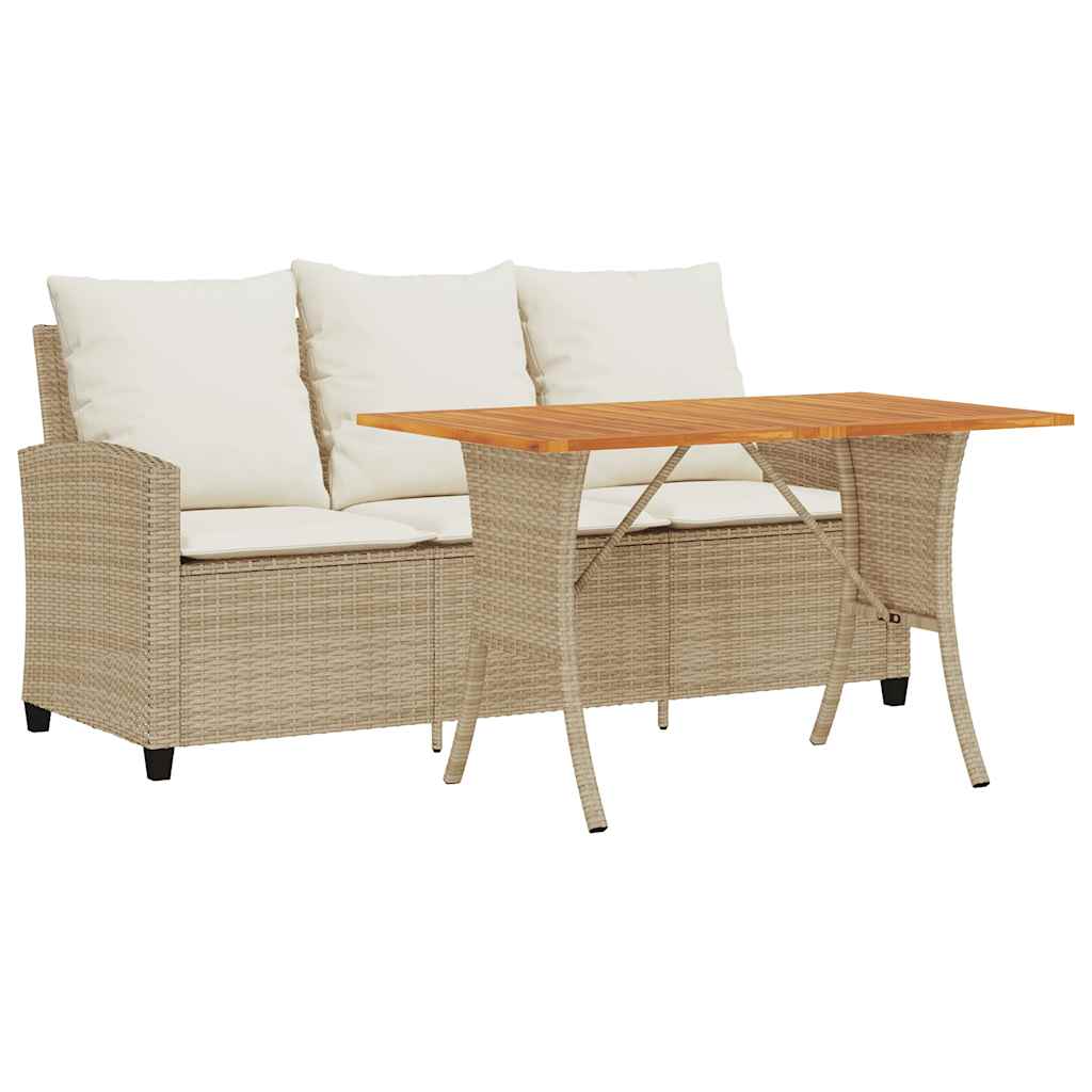Garden Sofa Beige PE rattan 3-Seater Removable Covers