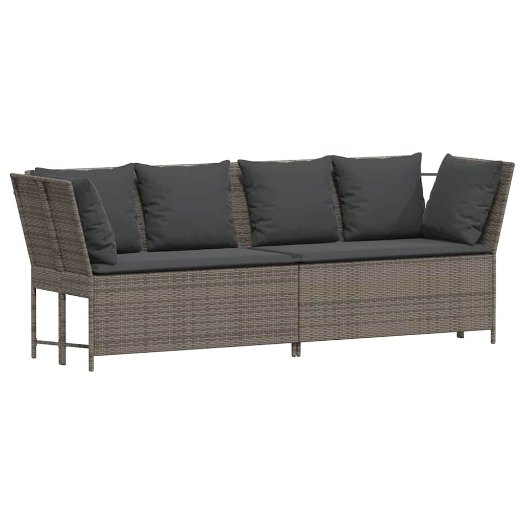 Garden Sofa Grey PE rattan, powder-coated steel, polyester