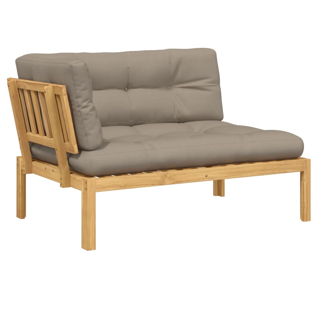 Patio Sofa Taupe Solid acacia wood with fabric cushions Large
