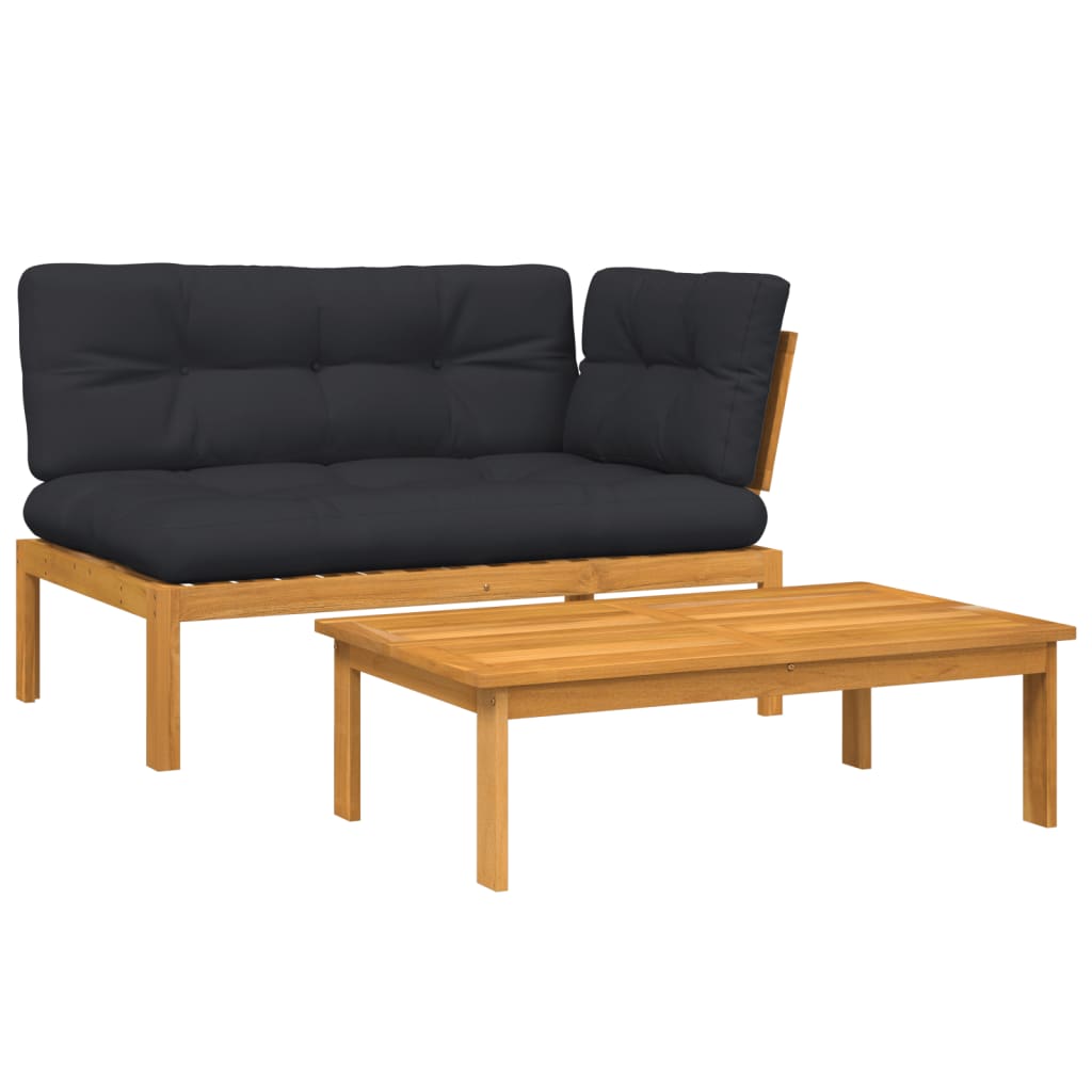 Patio Sofa Set Black Solid acacia wood Medium Modular