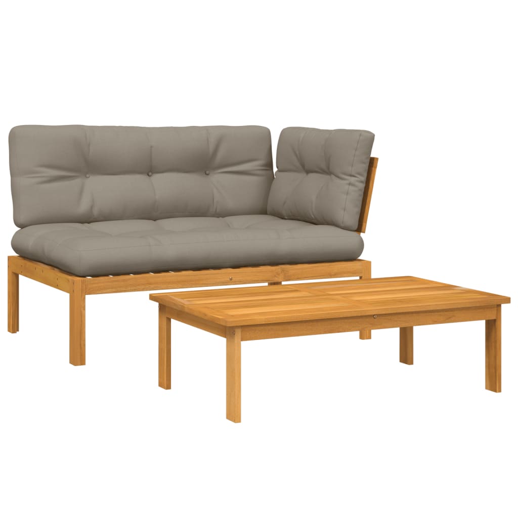 Patio Sofa Set Taupe Solid Acacia Wood Medium Modular