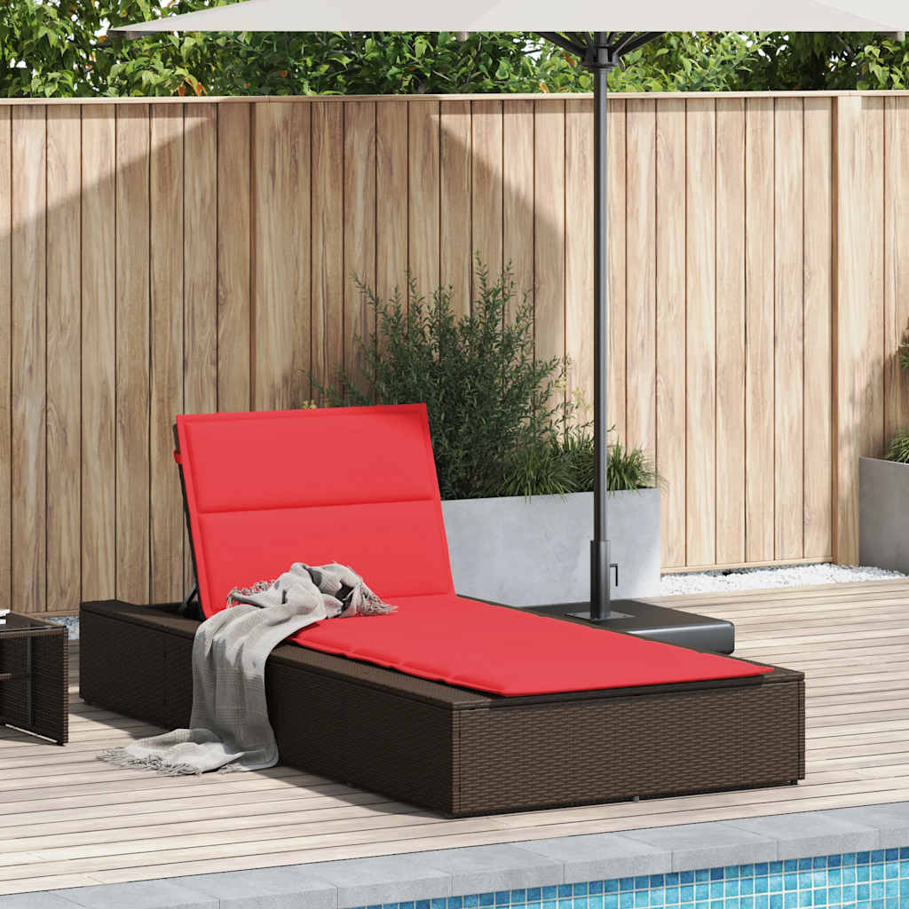Patio Sunbed Brown Poly Rattan Single Durable