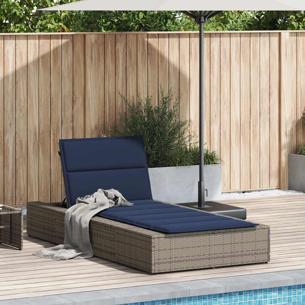Patio Sunbed Grey PE Rattan Standard Adjustable Armrests