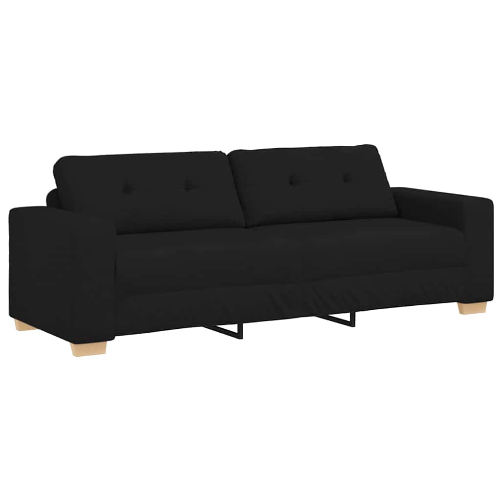 3-Seater Sofa Black 220x78x80 cm Fabric