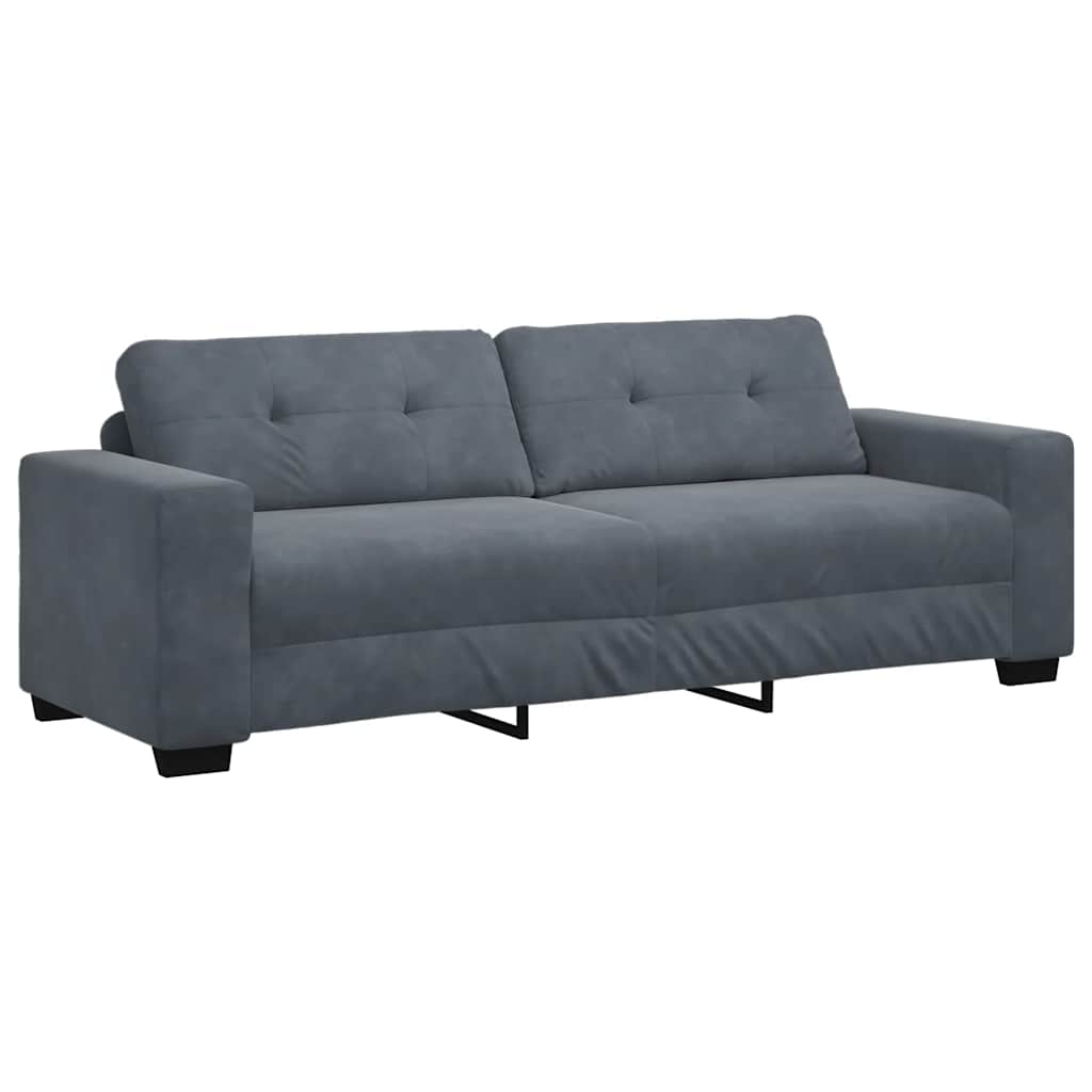 3-Seater Sofa Dark Grey 220x78x80 cm Velvet