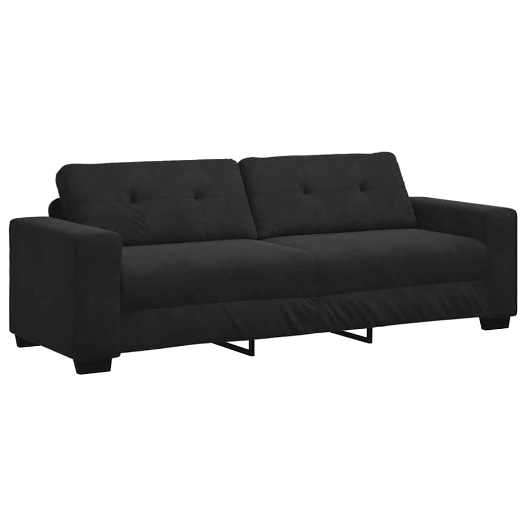 3-Seater Sofa Black 220x78x80 cm Velvet