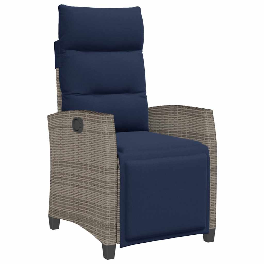 Reclining Garden Chair Grey, Navy Blue