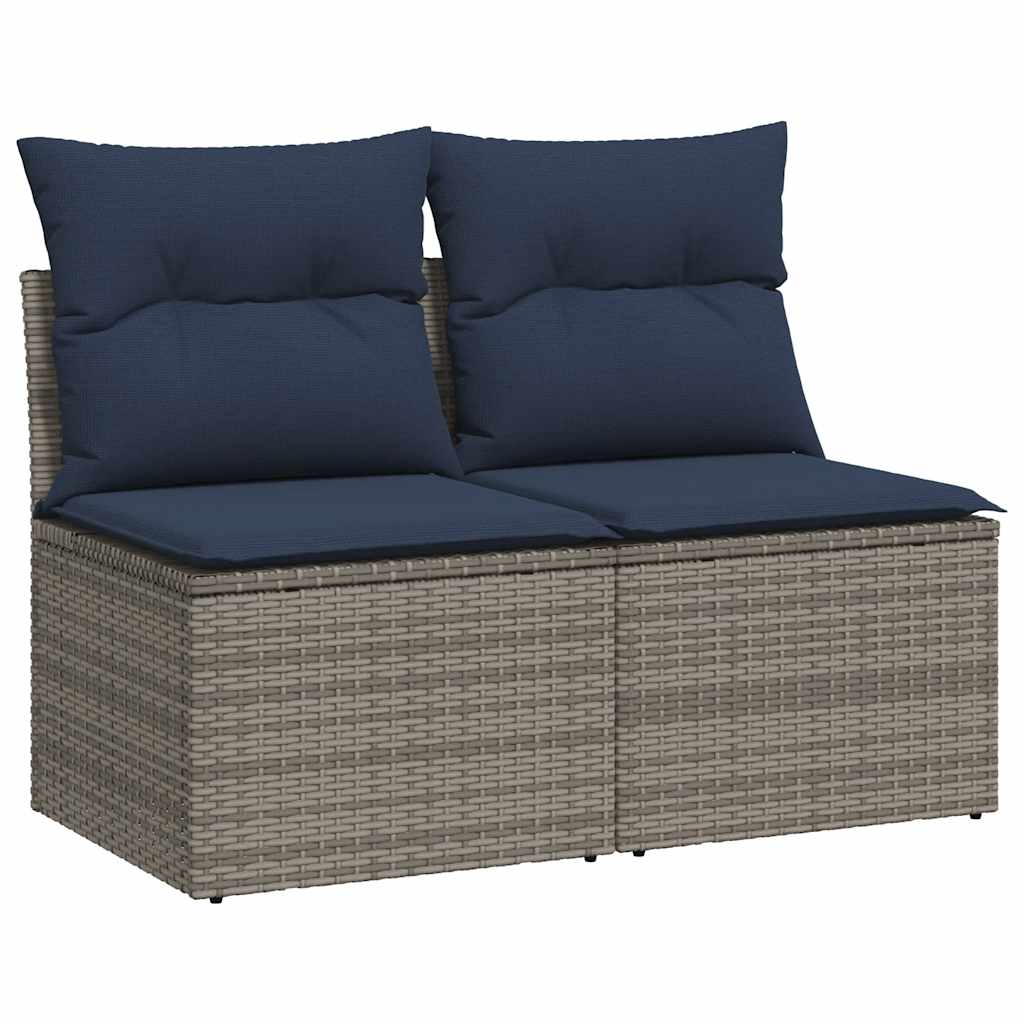 2 Piece Patio Sofa Set with Cushions Gray Poly Rattan Acacia