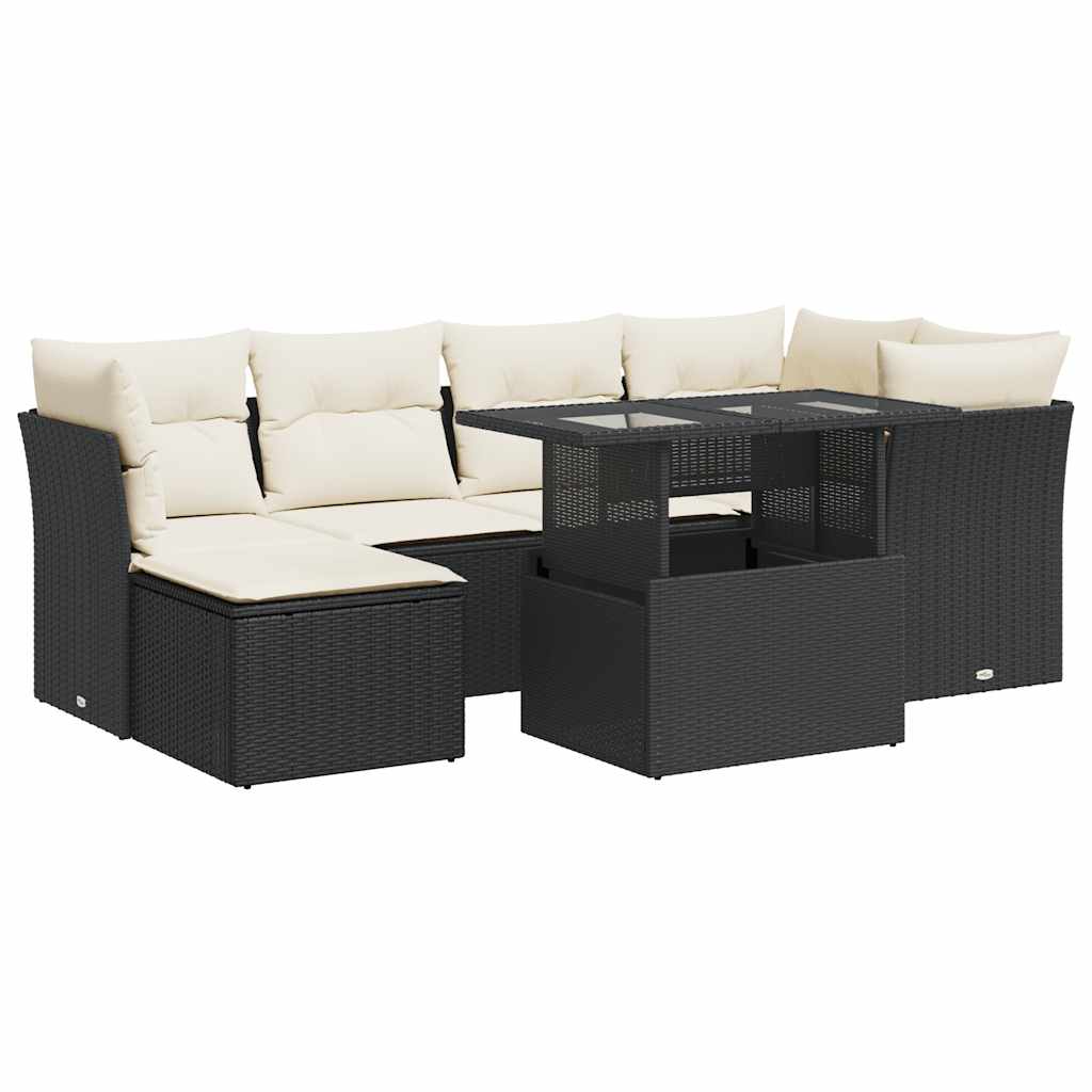 Garden Sofa Set Black, Cream white