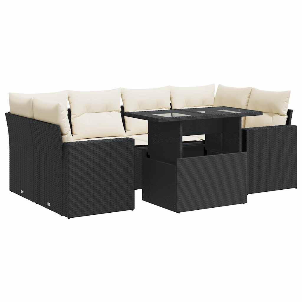 Garden Sofa Set Black PE rattan 7 Piece Modular Garden Sofa Set
