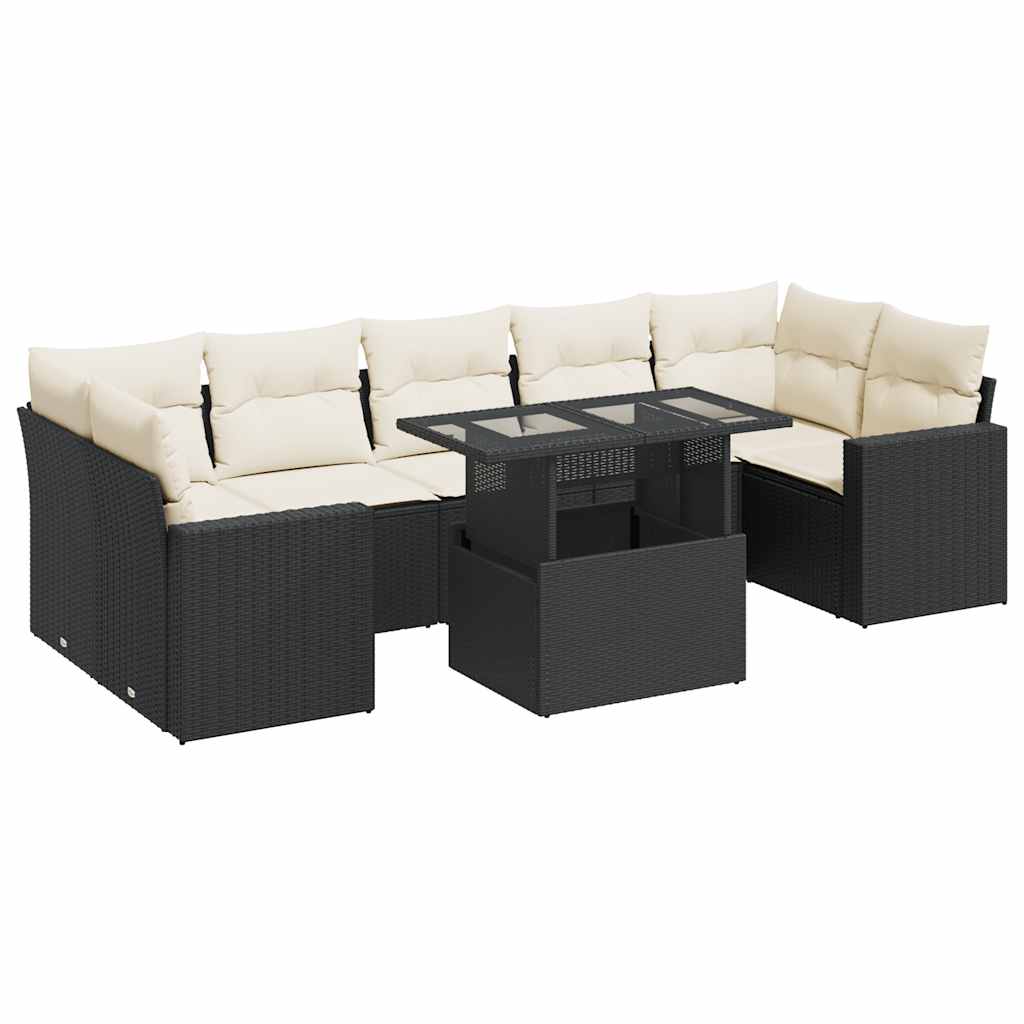 Garden Sofa Set Black PE Rattan Modular Adjustable Armrests