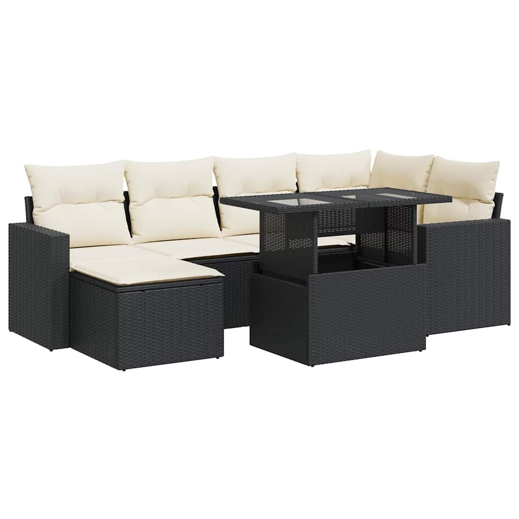 Garden Sofa Set Black, Cream white