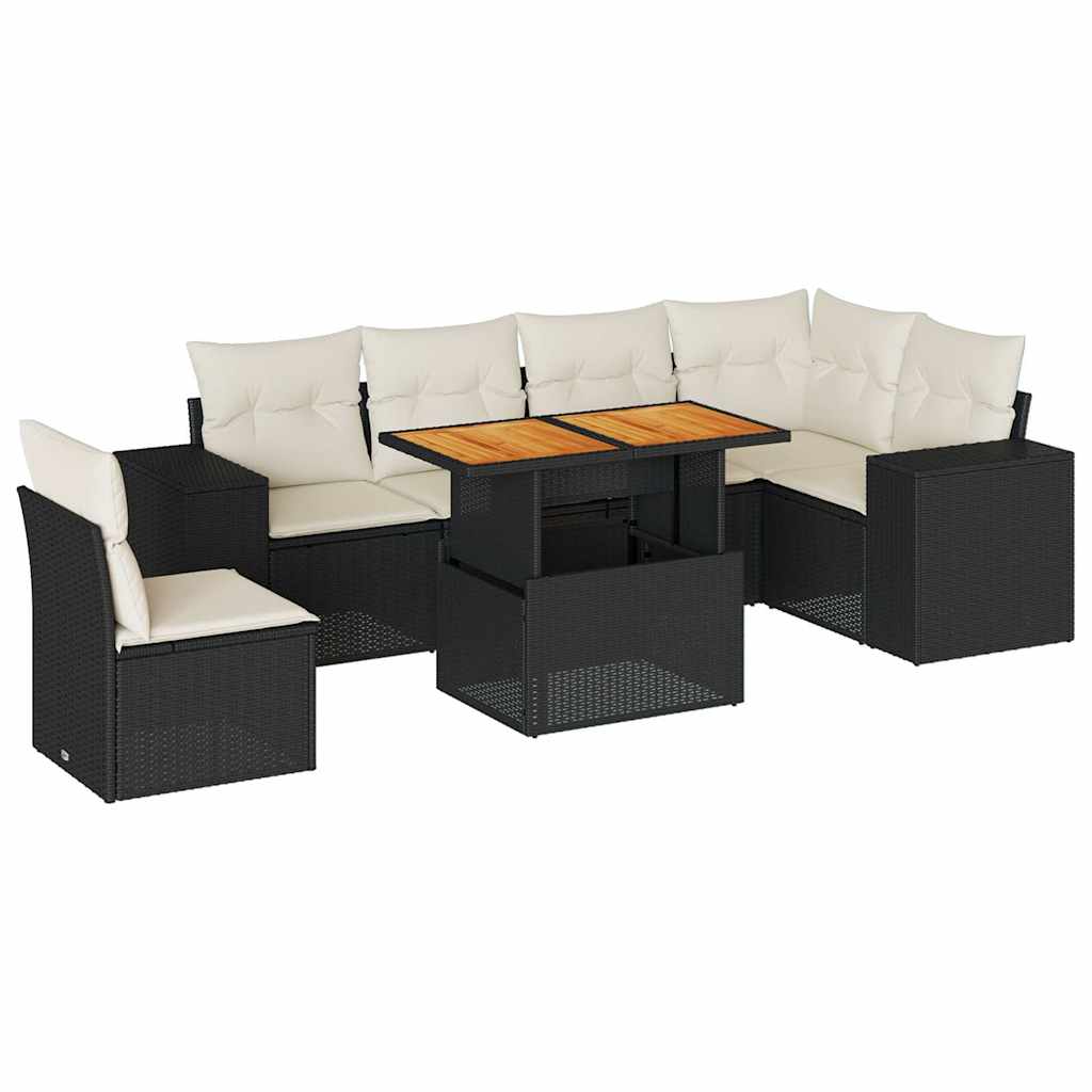 Garden Sofa Set Black PE Rattan Large Garden Sofa Set