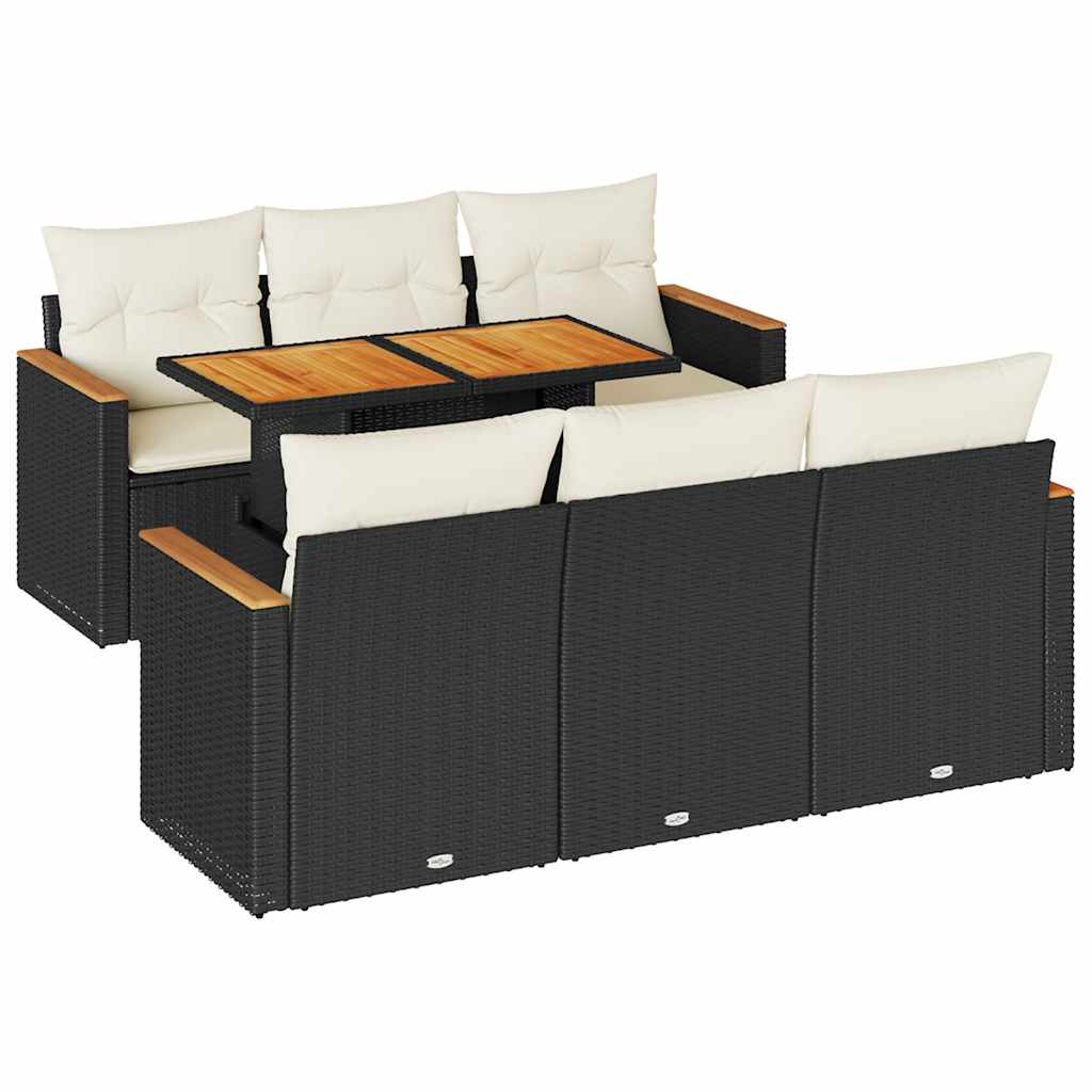 Garden Sofa Set Black Poly Rattan Large Adjustable Feet
