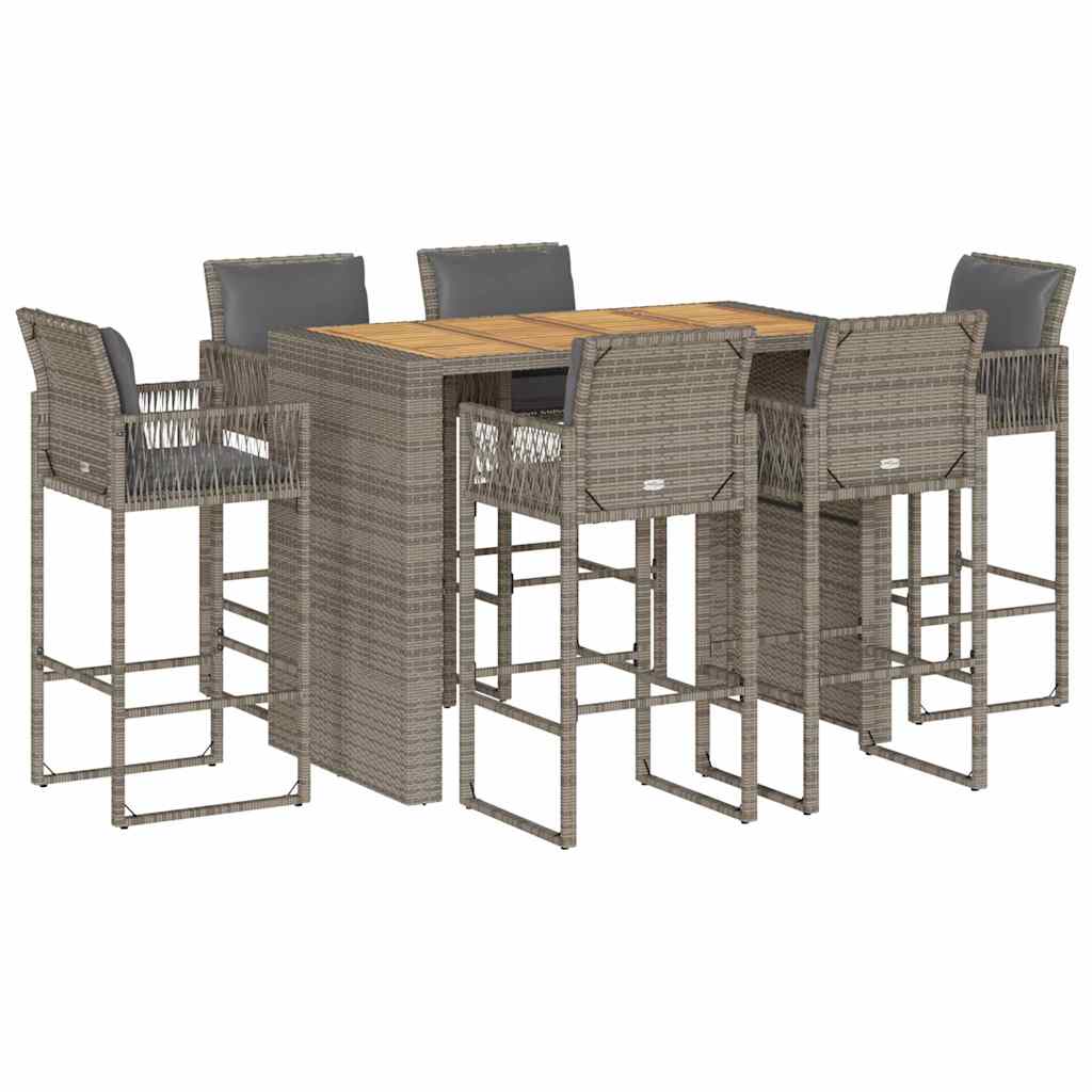 Garden Bar Set Gray PE Rattan Large UV-resistant materials
