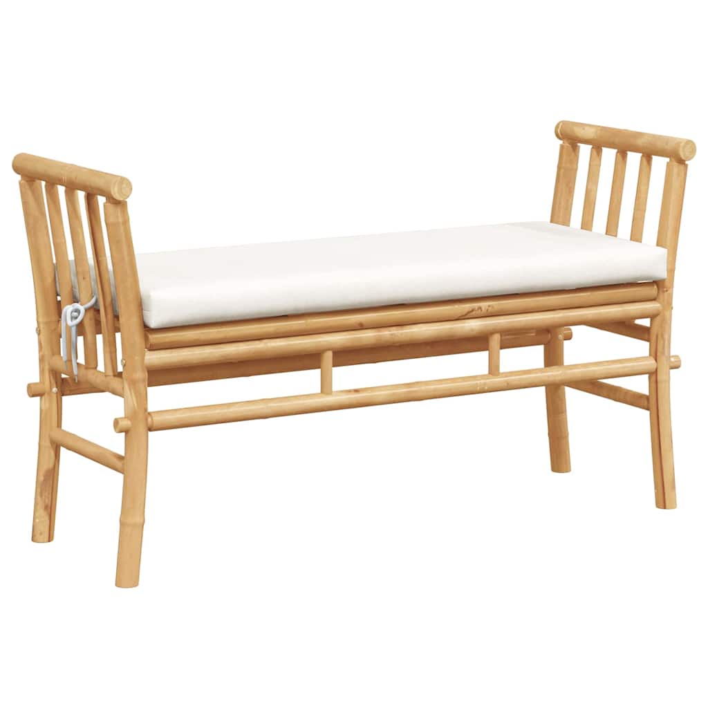 Garden Bench with Cushion Brown 43.31 x 14.96 x 25.59 in Bamboo