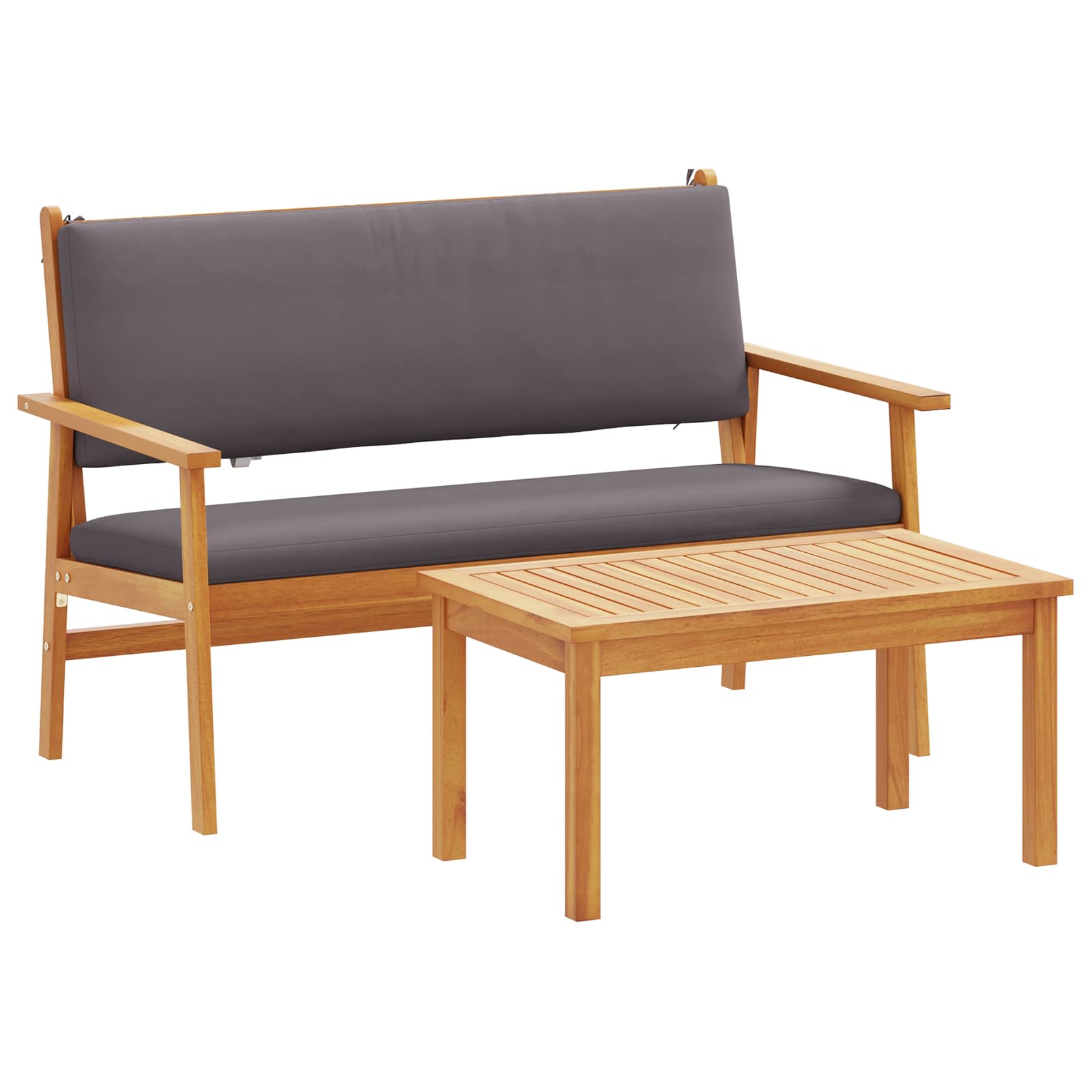 Garden Sofa Set with Cushion 2 pcs Anthracite Solid Acacia Wood
