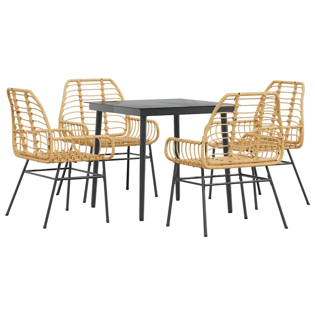 Garden Dining Set Brown PE rattan 4-seater Garden Dining Set