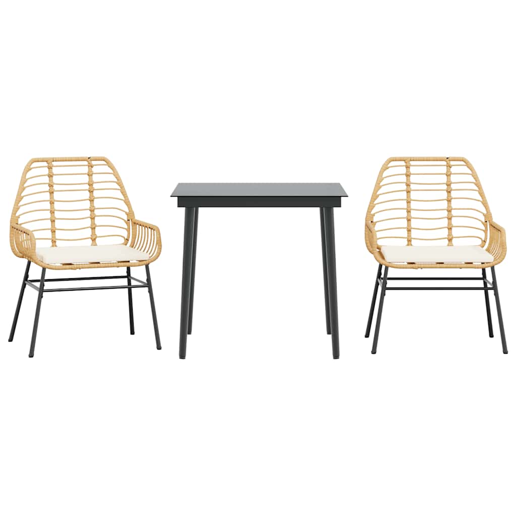 Garden Dining Set Brown Poly Rattan Medium Removable Covers
