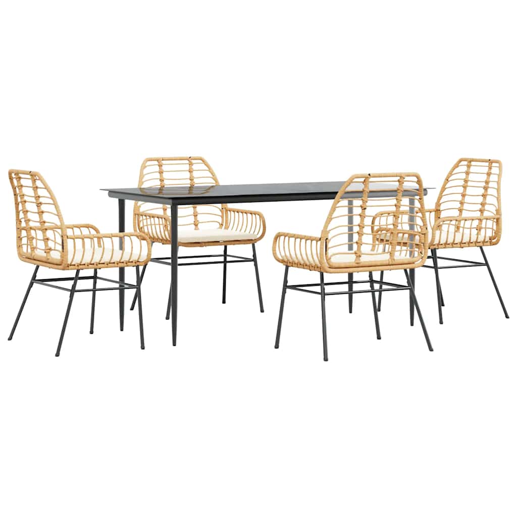 Garden Dining Set Brown, Black, Cream White