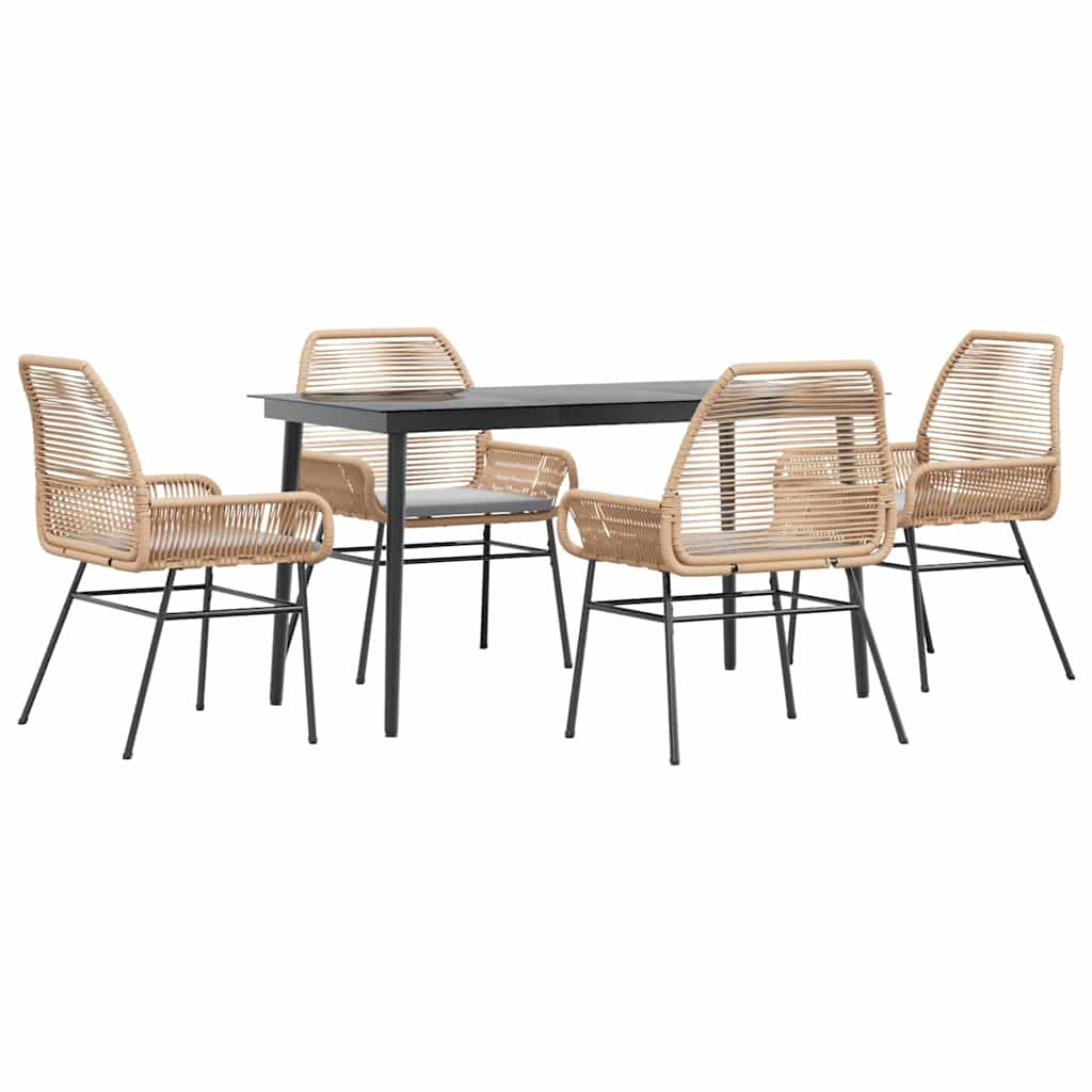 Garden Dining Set Brown Poly Rattan Medium Removable Covers