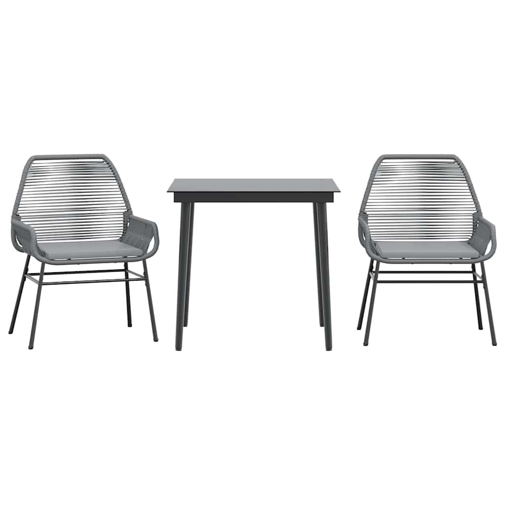 Garden Dining Set Grey PE rattan 2-Seater Removable Covers
