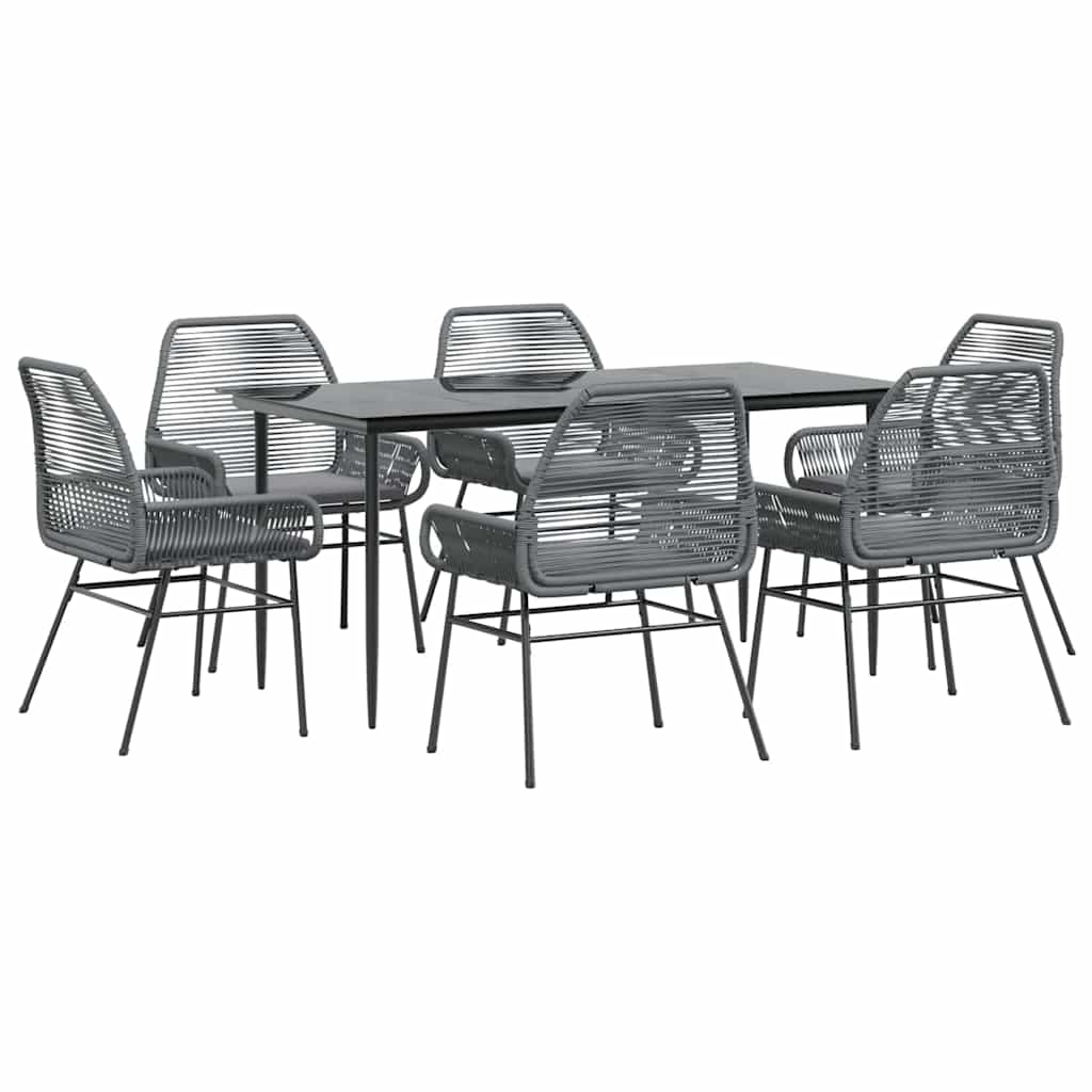 Garden Dining Set Gray PE rattan Standard Removable Covers