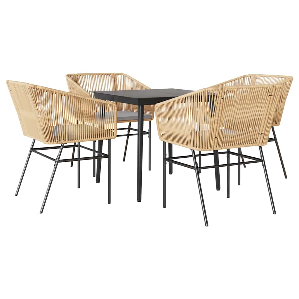 Garden Dining Set Brown PE Rattan 4-seater Removable Covers