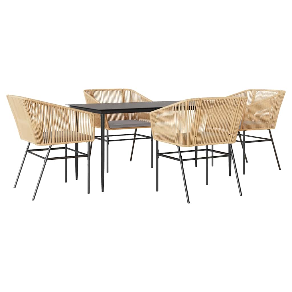Garden Dining Set Black PE rattan 4-Seater Removable Covers
