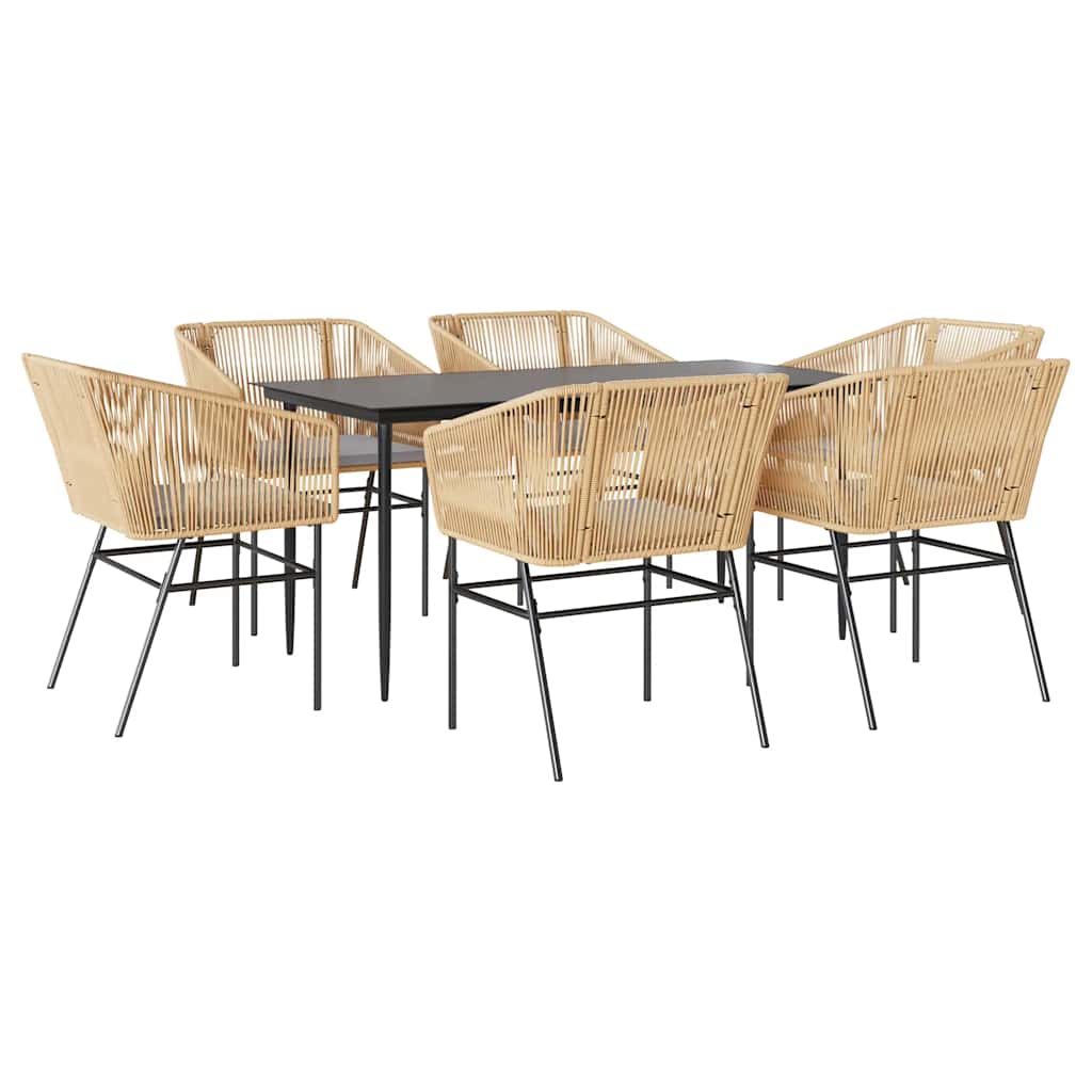 Garden Dining Set Brown PE Rattan 6-Seater UV-resistant materials